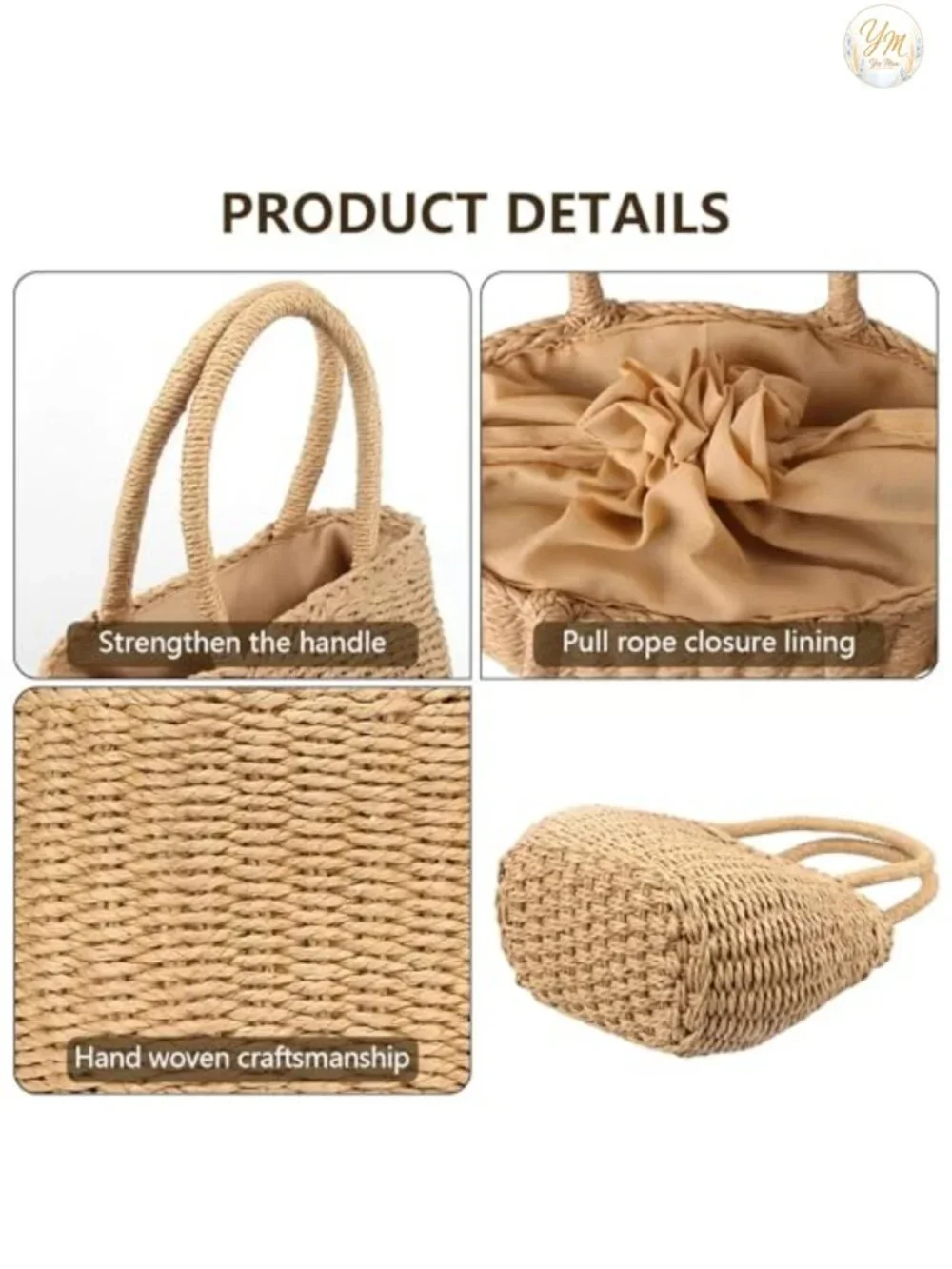 Women's Straw Hobo Bag, Handwoven Beach Crossbody Purse, Rattan Shoulder Tote,